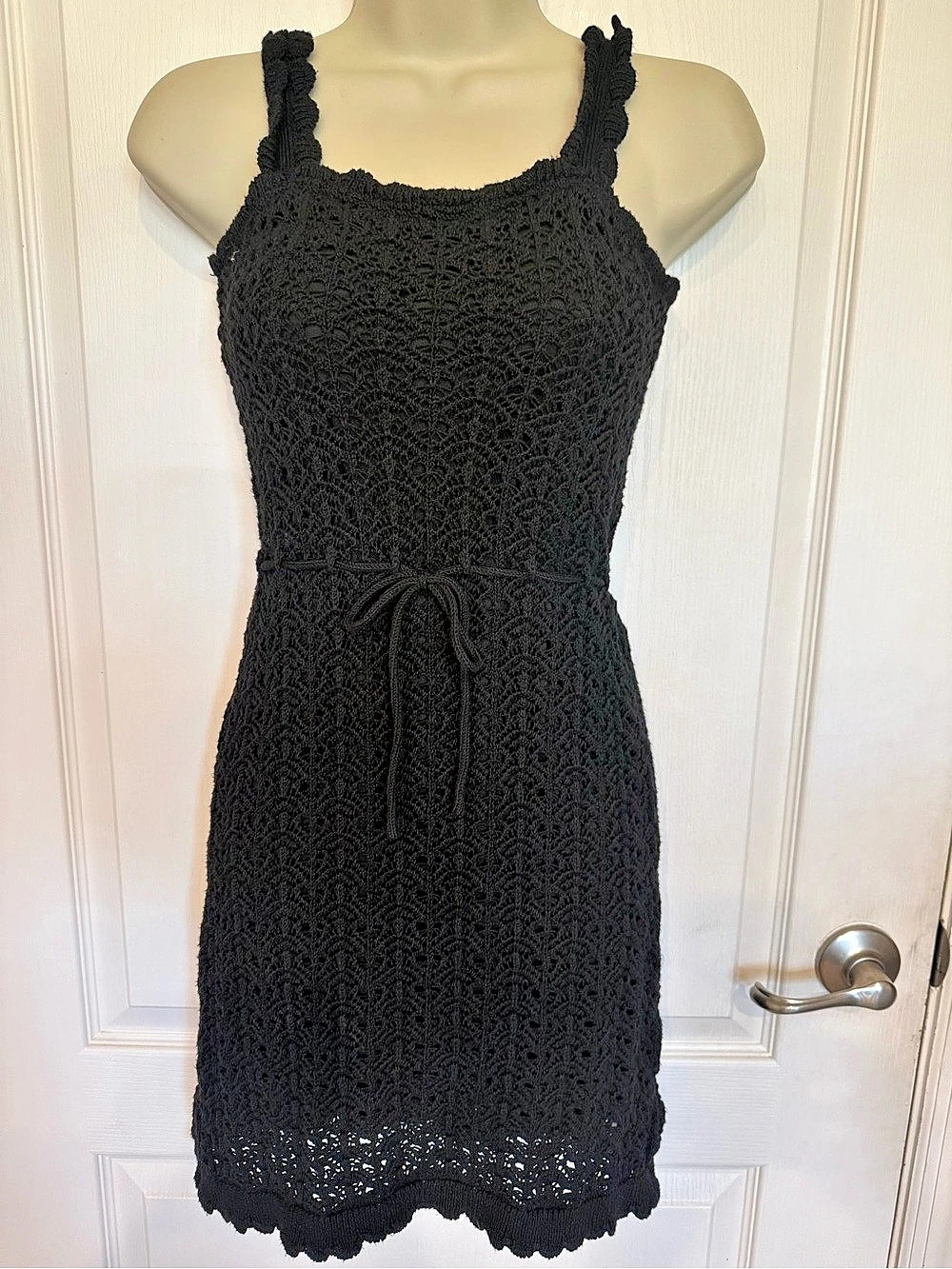 Jessica Simpson Crochet Knit Mini Dress Black XS